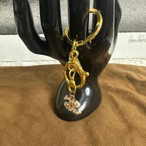 Gold and Pearl Charm Keychain, Chanel Zipper pull